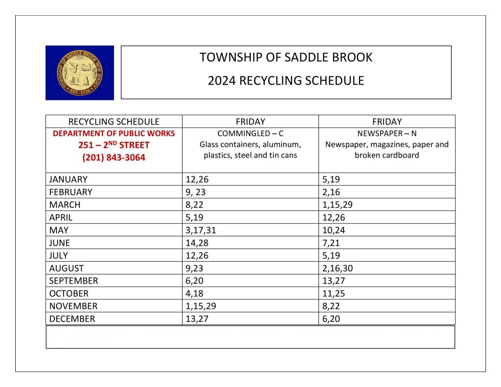 2024 Recycling Schedule