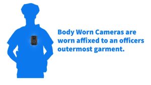 Shows body worn camrea on uniform