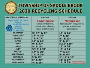 RECYCLING SCHEDULE 2020_R - Saddlebrooknj DPW