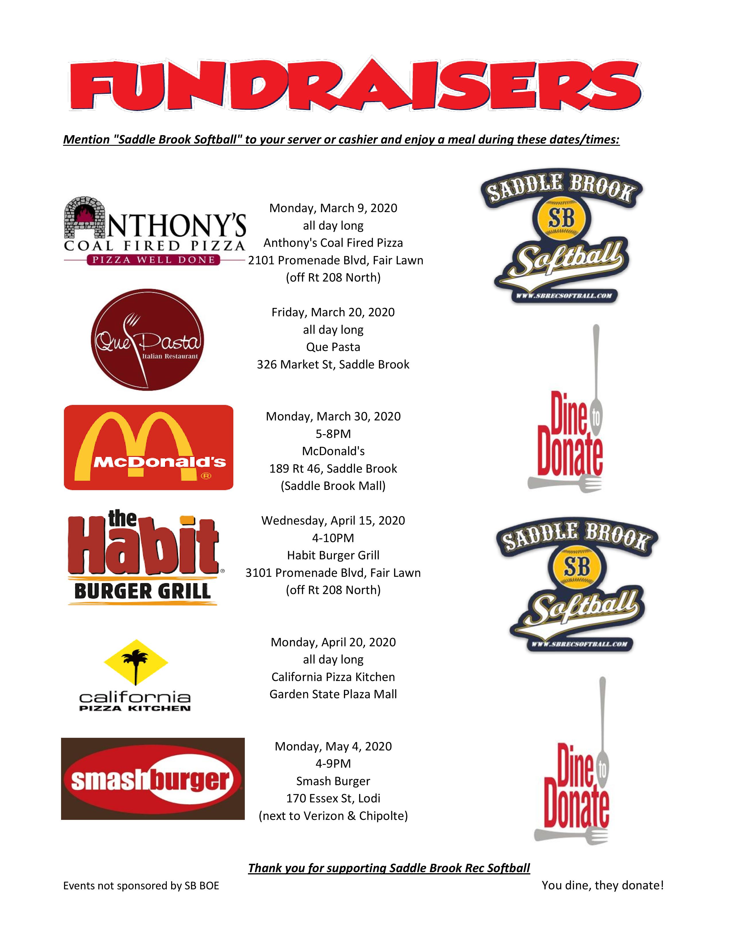Softball Fundrasier Flyer Saddlebrooknj Recreation Department
