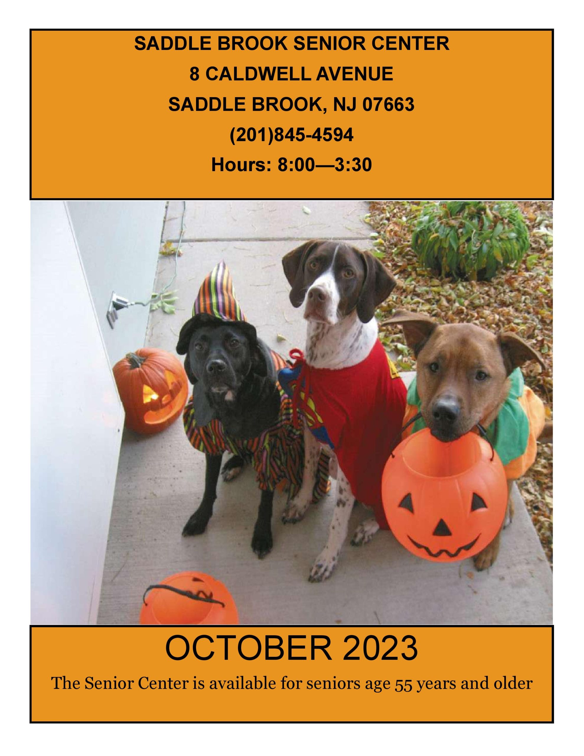 Saddle Brook Senior Center Newsletter Cover for October 2023