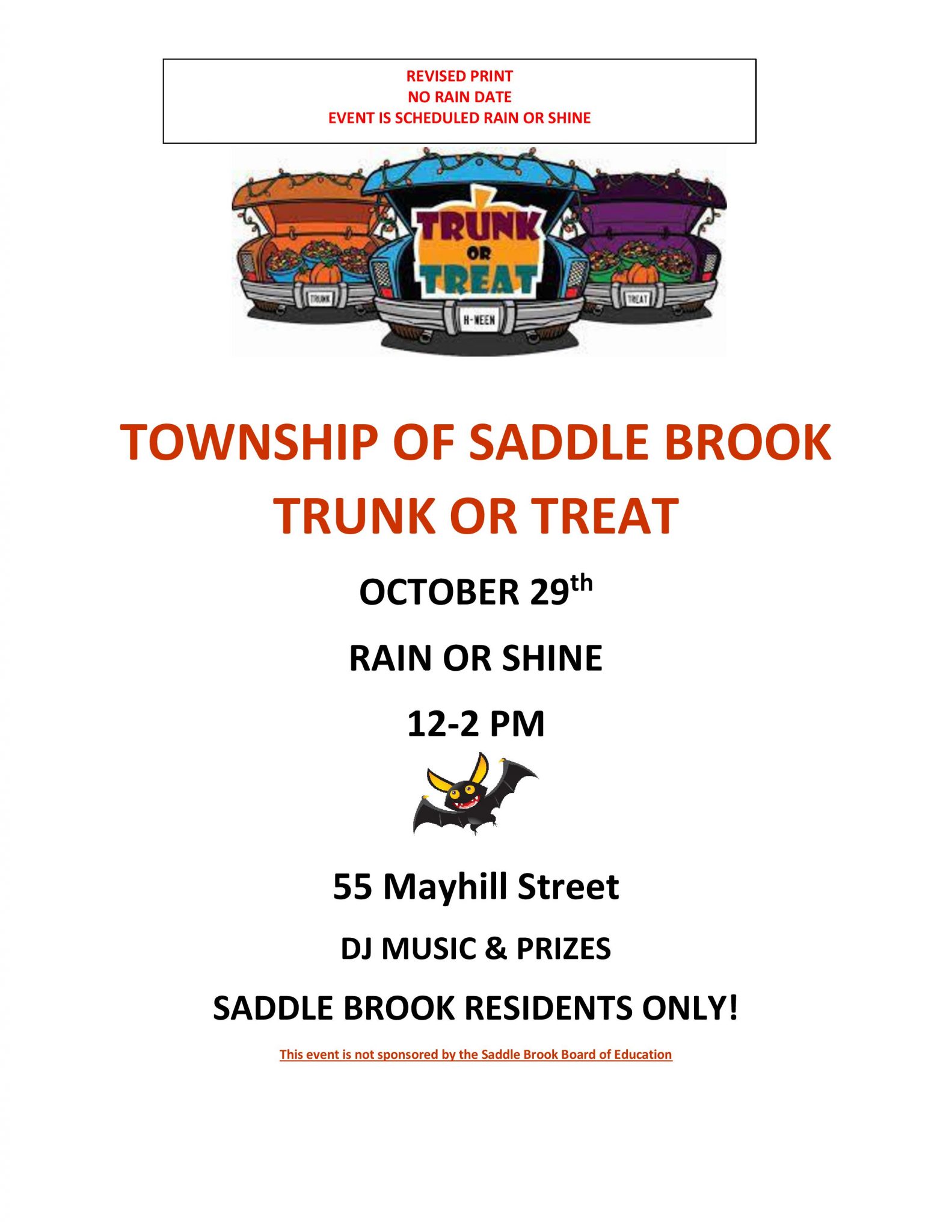 TRUNK OR TREAT 2022 Township of Saddle Brook New Jersey
