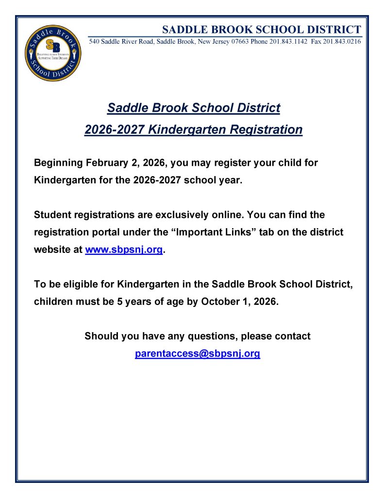 Kindergarten Registration Announcement 2026-2027