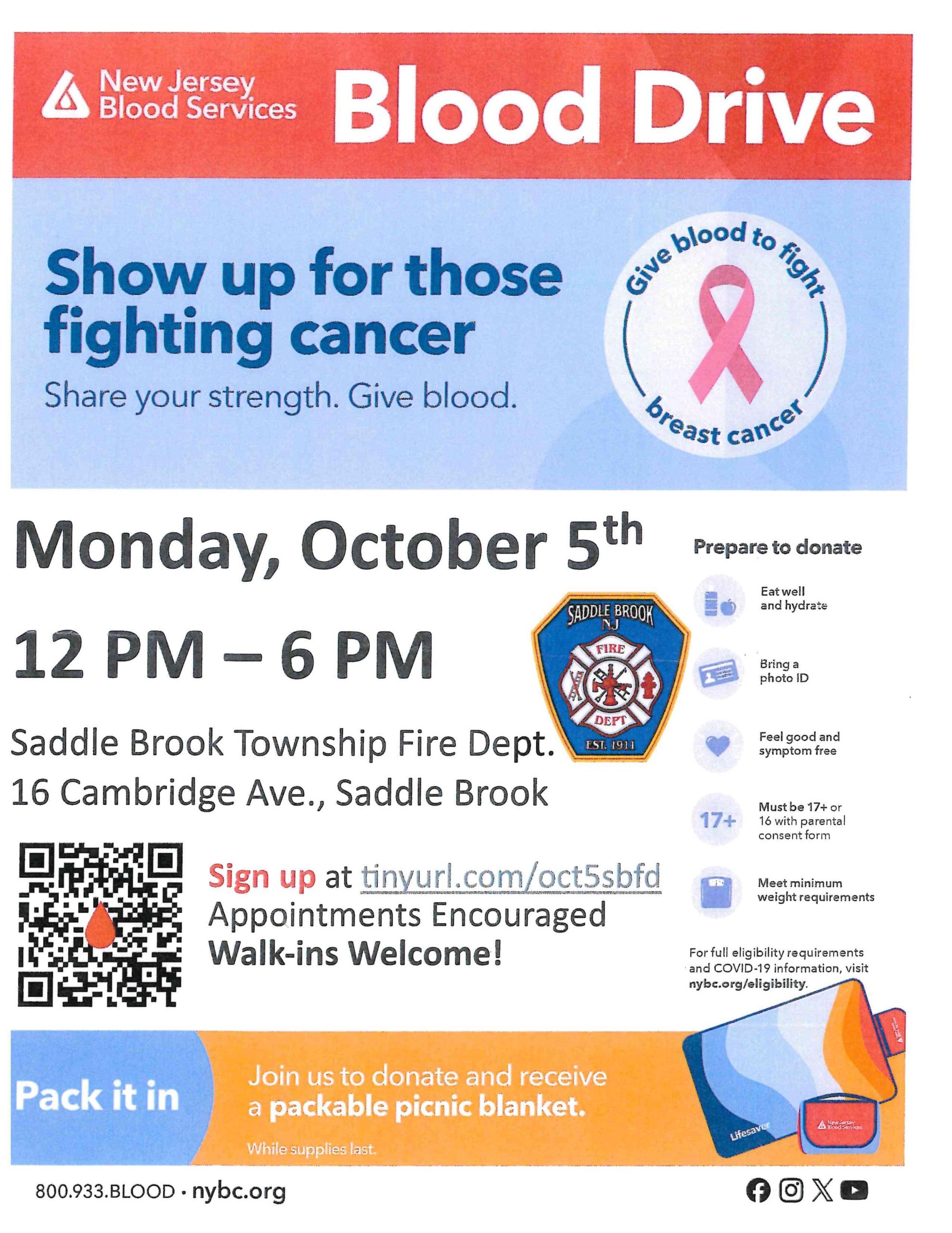 SBFD Blood Drive - October 5, 2026